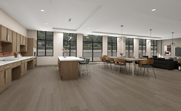 New Haven apartment for rent - A modern kitchen with wooden floors and furniture.