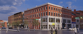 New Haven apartment for rent - A street view of a city with people walking and cars driving.