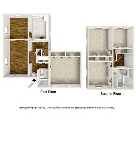Floor plan for 4 beds, 2 baths, 1501 sqft