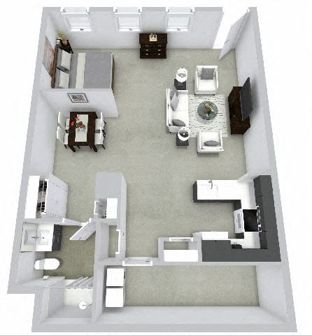 Floor plan for studio, 1 bath, 1144 sqft