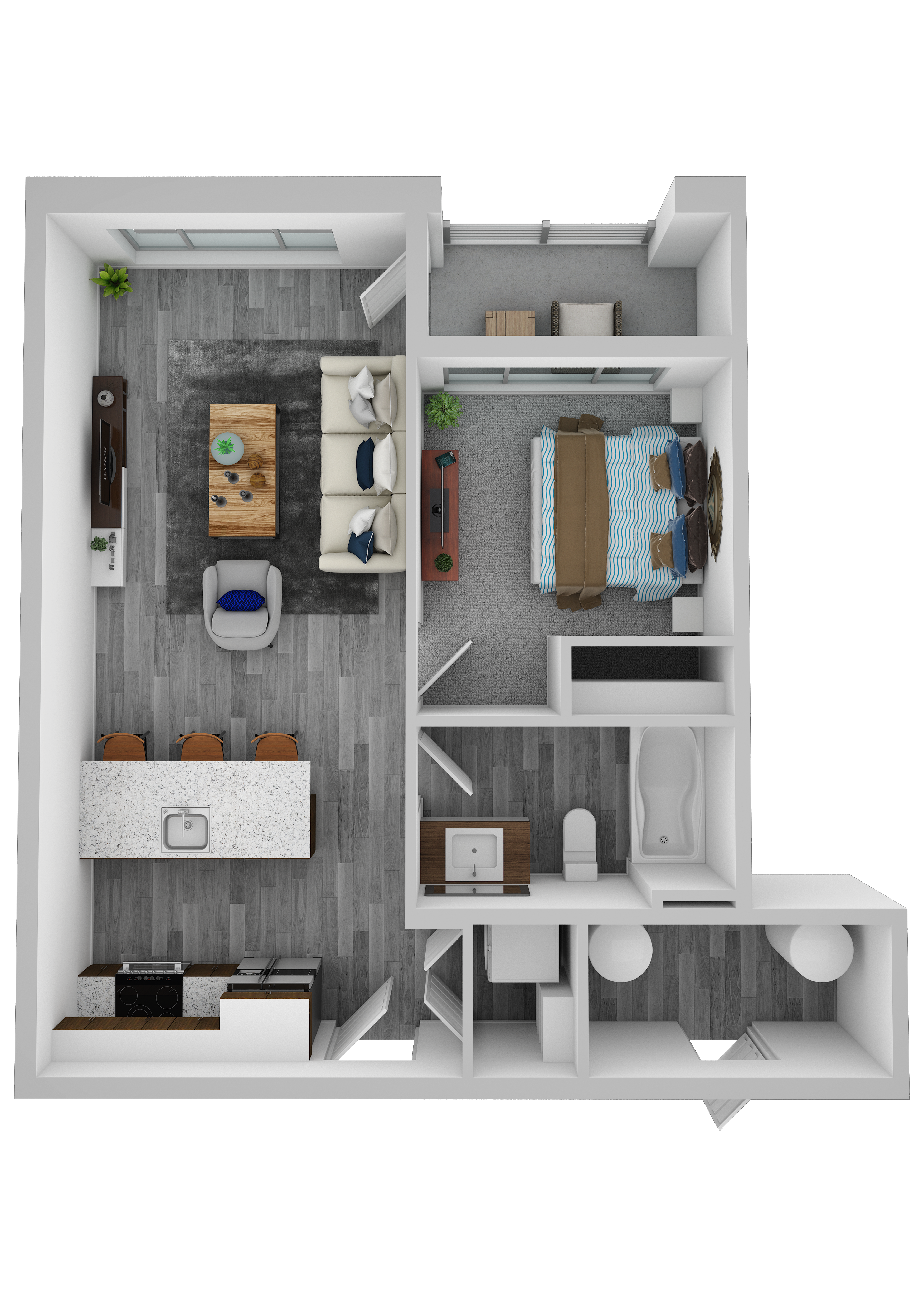 Floor plan for 1 bed, 1 bath, 548 sqft