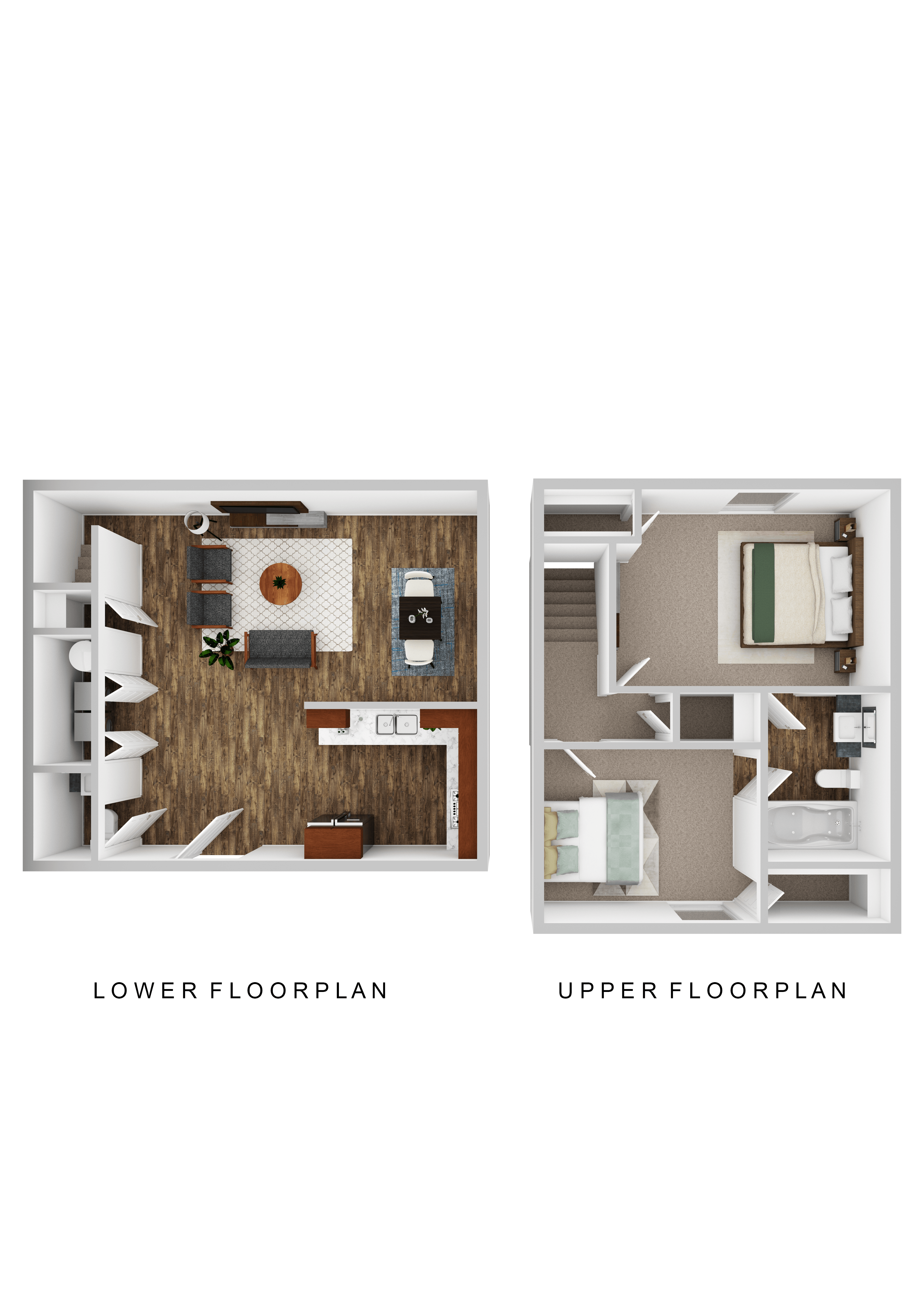 Floor plan for 2 beds, 1.5 baths, 937 sqft