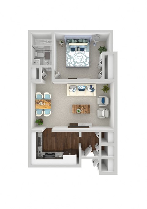 Floor plan for 1 bed, 1 bath, 506 sqft