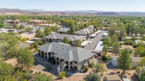 Cottonwood apartment for rent - A bird's eye view of a Sagewood Apartments and trees.