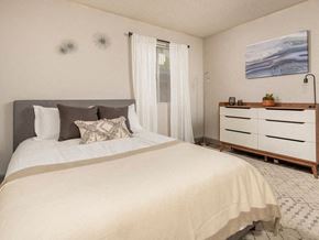 Tucson apartment for rent - a bedroom with a large bed and a dresser