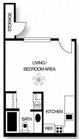 Floor plan for studio, 1 bath, 367 sqft