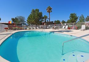 Sierra Vista apartment for rent - a swimming pool at an apartment community with palm trees