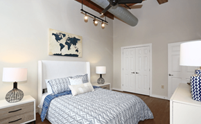 Hartford apartment for rent - a bedroom with a bed and a ceiling fan
