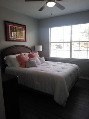 San Antonio apartment for rent - a bedroom with a large bed and a window