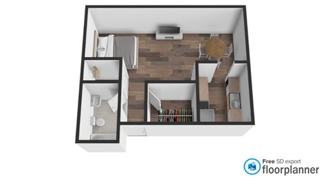 Floor plan for studio, 1 bath, 450 sqft