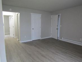 Lakewood apartment for rent - A room with three white doors and wood flooring.