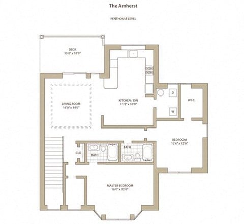 Floor plan for 2 beds, 2 baths, 1186 sqft