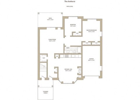 Floor plan for 2 beds, 1 bath, 1186 sqft