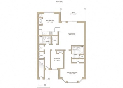 Floor plan for 2 beds, 2 baths, 1230 sqft