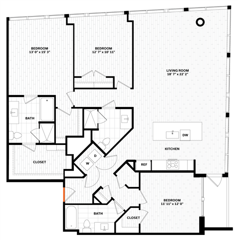 Floor plan for 3 beds, 3 baths, 1812 sqft