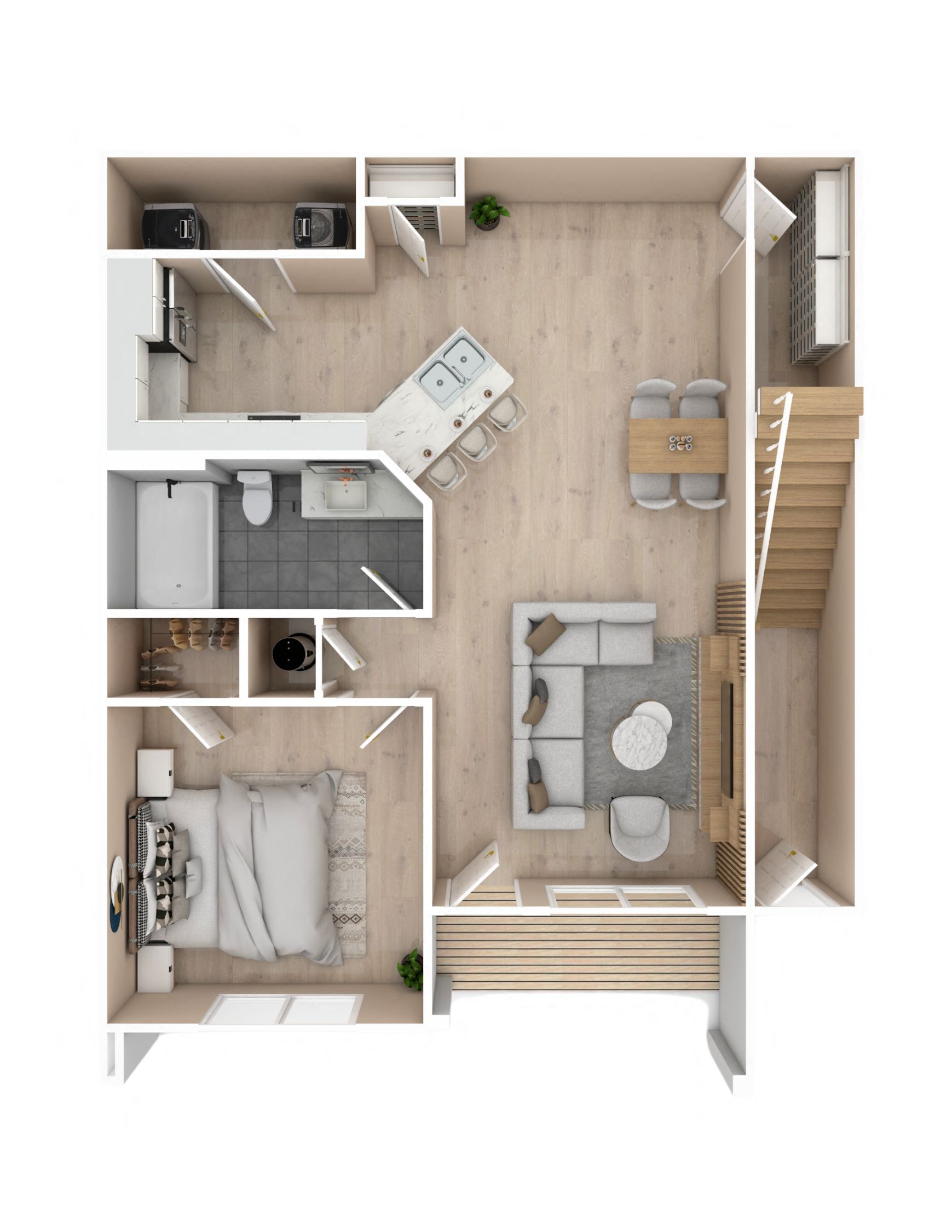 Floor plan for 1 bed, 1 bath, 786 sqft