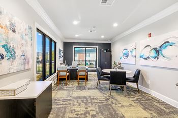 Business center with desktop computer and printer