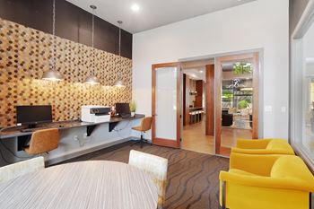 Business center with computers and printer
