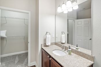 Walk-in closet in bathroom