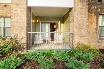 Balcony with a white railing