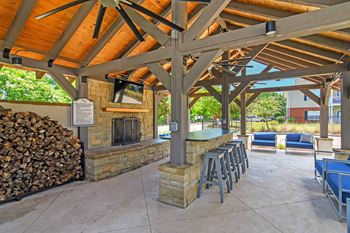 Gazebo with a fireplace