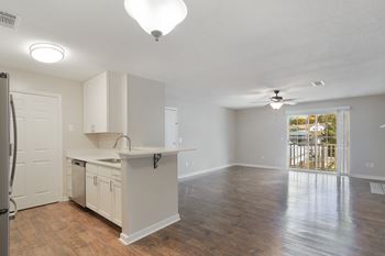 Hardwood floors in kitchen and living room 