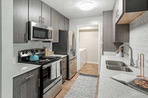 Hattiesburg apartment for rent - a kitchen with stainless steel appliances and a sink at Parkwest Apartment Homes, Hattiesburg, MS, 39402
