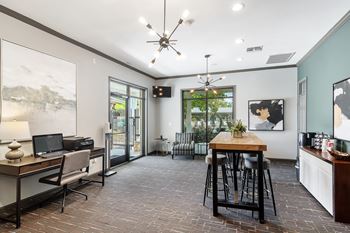 Conference room and business center with coffee bar