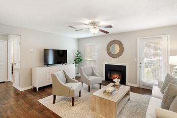Living room with hardwood floors