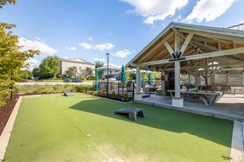 A green artificial turf area 