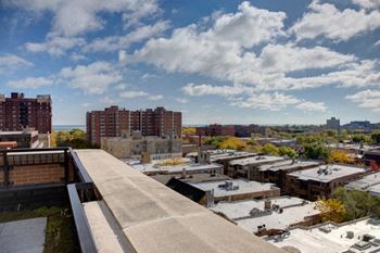 View of the city from the roof of a building