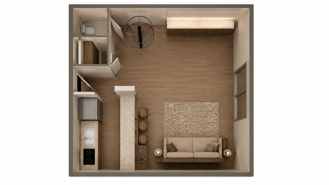 Floor plan for 1 bed, 1 bath, 800 sqft
