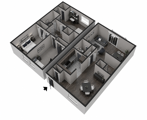 Floor plan for 3 beds, 1.5 baths, 1386 sqft