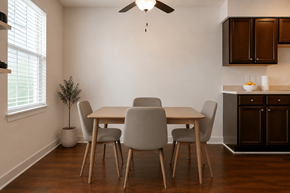 Westfield townhouse for rent - A dining room with a table and chairs.