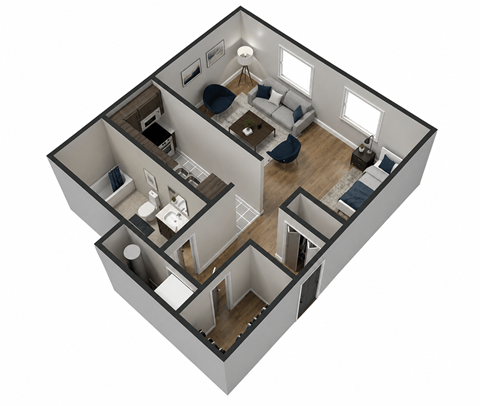 Floor plan for studio, 1 bath, 440 sqft