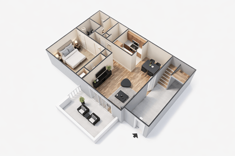 Floor plan for 1 bed, 1 bath, 850 sqft