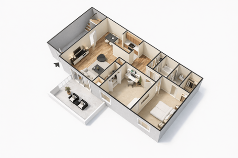 Floor plan for 2 beds, 2 baths, 1100 sqft