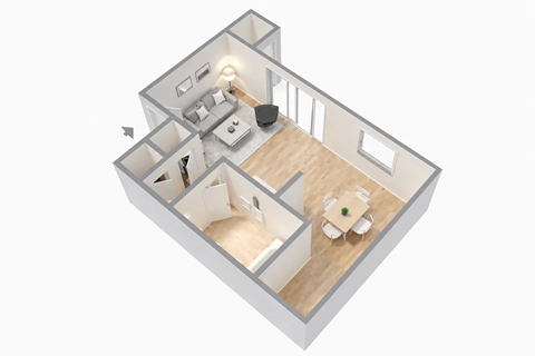 Floor plan for studio, 1 bath, 600 sqft