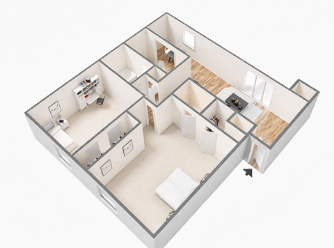 Floor plan for 2 beds, 2 baths, 820 sqft