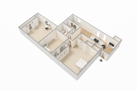 Floor plan for 3 beds, 1.5 baths, 1100 sqft
