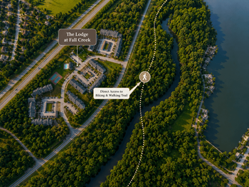Located on fall creek biking and walking trail