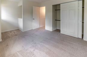 Battle Creek townhouse for rent - A bright bedroom with a spacious closet and a carpeted floor at Arbor Pointe Townhomes Apartments, Michigan, 49037