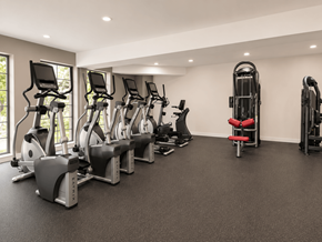 Fairfield apartment for rent - A gym with a row of treadmills and elliptical machines.