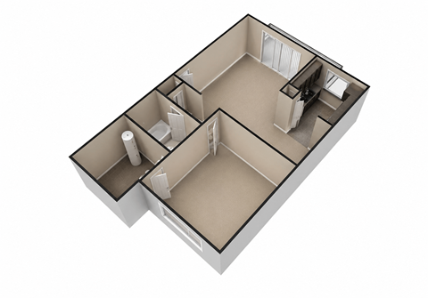 Floor plan for 1 bed, 1 bath, 635 sqft