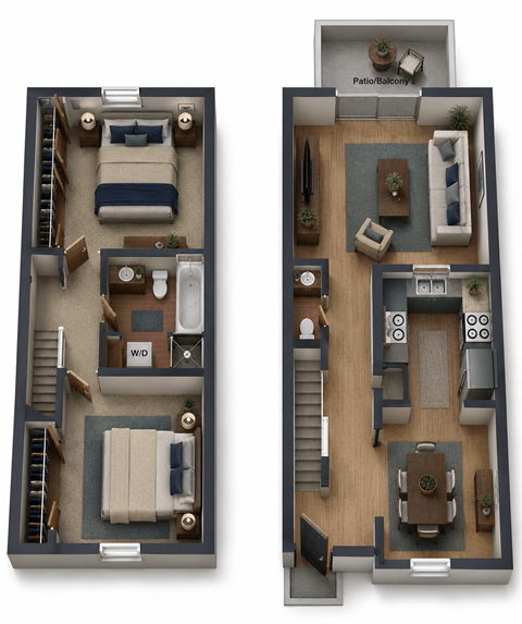 Floor plan for 2 beds, 1.5 baths, 1100 sqft