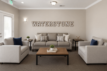 Indianapolis apartment for rent - A living room with a sofa set and a coffee table.