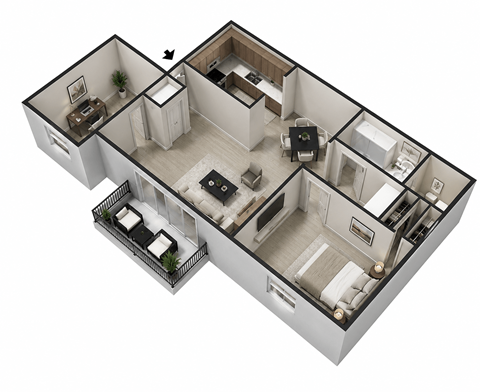Floor plan for 1 bed, 1 bath, 793 sqft