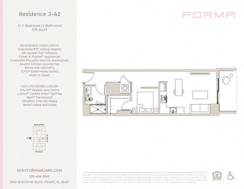 Floor plan for studio, 1 bath, 578 sqft