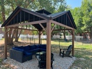 Outdoor covered seating areas