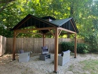 Outdoor covered seating areas
